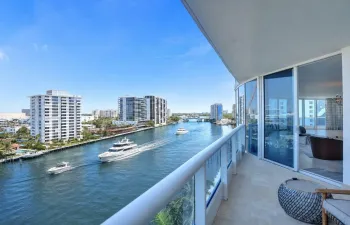 One of three covered balconies, gorgeous water and city views