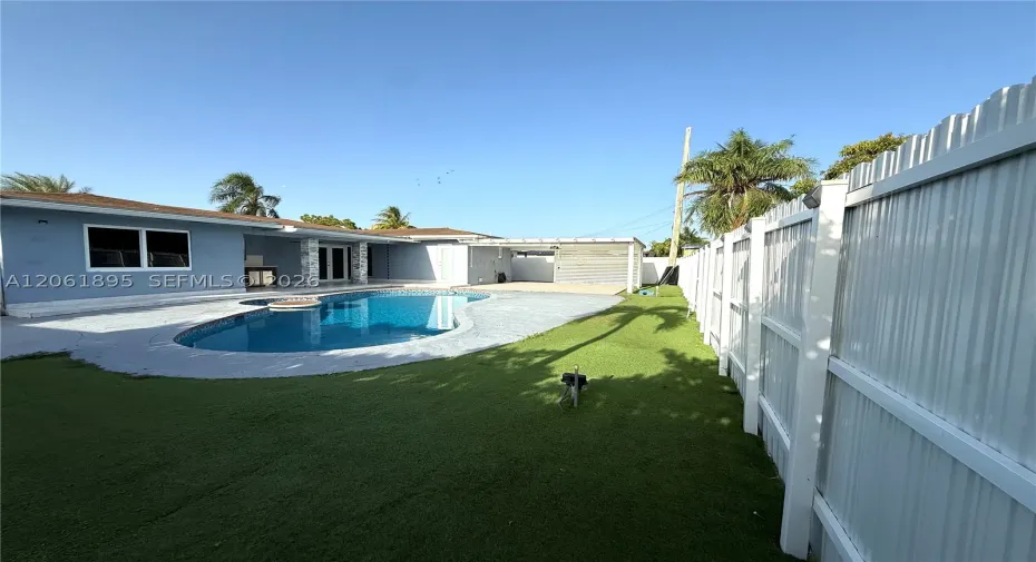 WITH SYNTHETIC GRASS AND HUGE PERGOLA
