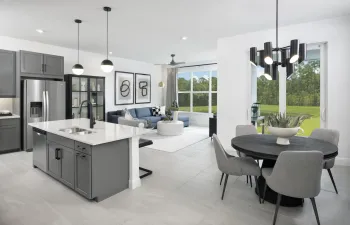 Stock photos represent builder's floorplan