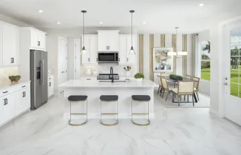 Stock photos represent builder's floorplan