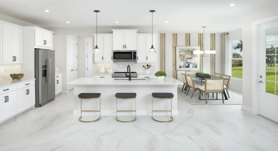 Stock photos represent builder's floorplan