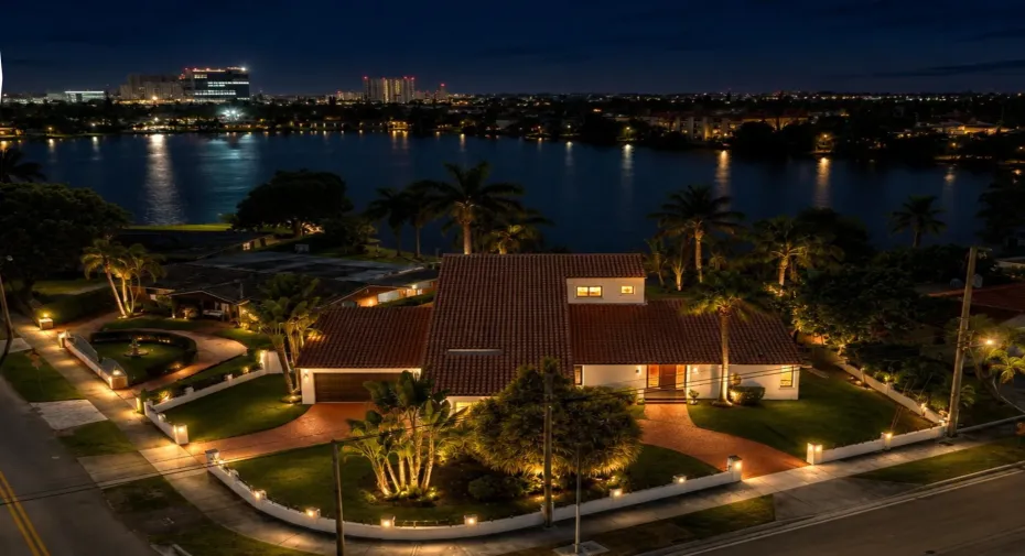 Aerial view of the largest home on the biggest waterfront on Kiss Lake - Prime corner waterfront on Kiss Lake