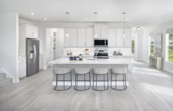 Stock photos represent builder's floorplan