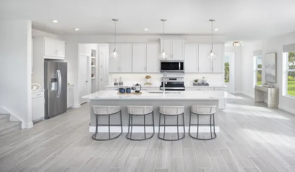 Stock photos represent builder's floorplan
