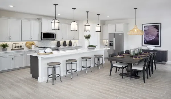 Stock photos represent builder's floorplan