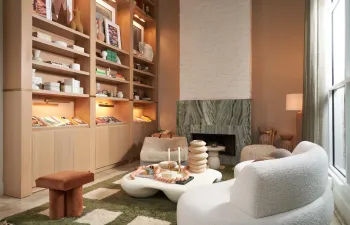 Open-Concept Living Rm, Stone Fireplace