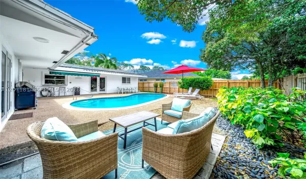 Resort-style pool and covered patio, perfect for outdoor entertaining