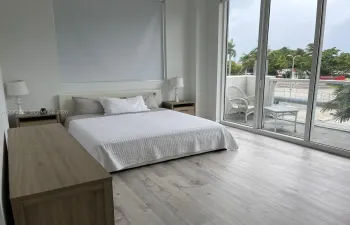 Huge master bedroom with king size bed electric black out, big balcony and walking closet