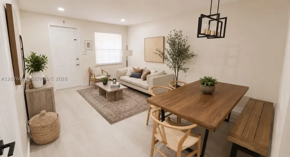 Updated walls and ceilings with smooth finish and recess lighting