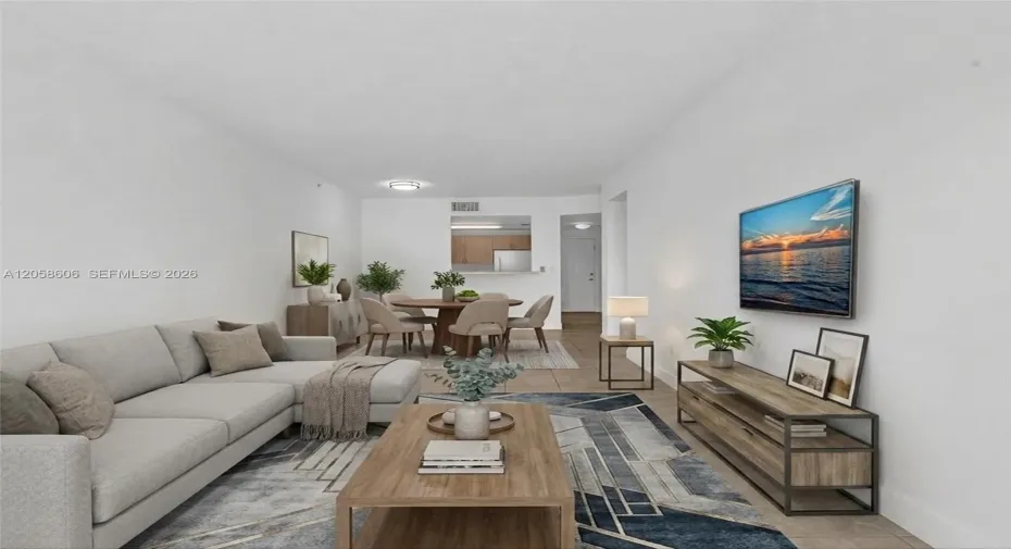 Living Room - **Virtual Staged photo** Douglas Grand Condo For Sale 50 MENORES AVE APT 518 CORAL GABLES, FL 33134
