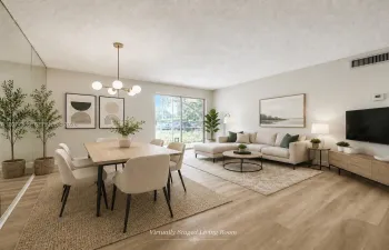 Virtually staged living and dining area