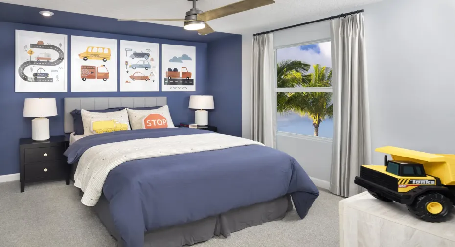 Stock photos represent builder's floorplan