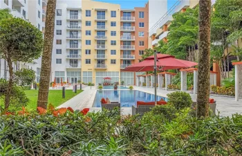 Pool and garden view from unit