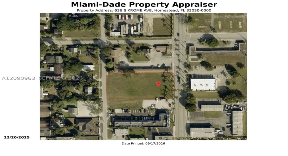 Aerial view of six-lot assemblage, 636/644 S Krome Ave.