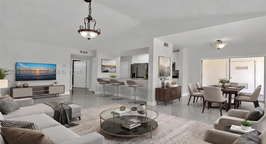 Rendering of furnished living room