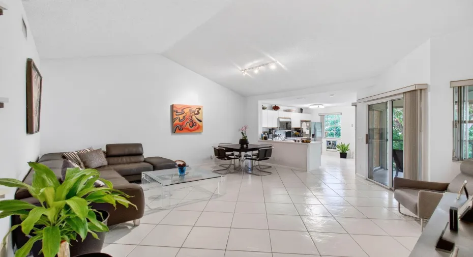 LIVING ROOM WITH VAULTED CEILINGS