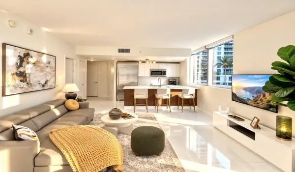 Living room, open to the kitchen