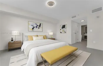 staged master bedroom