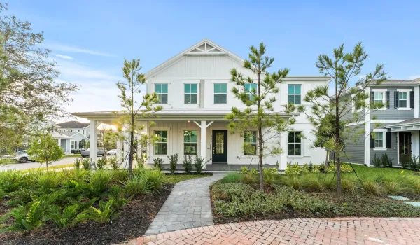 Stock photos represent builder's floorplan