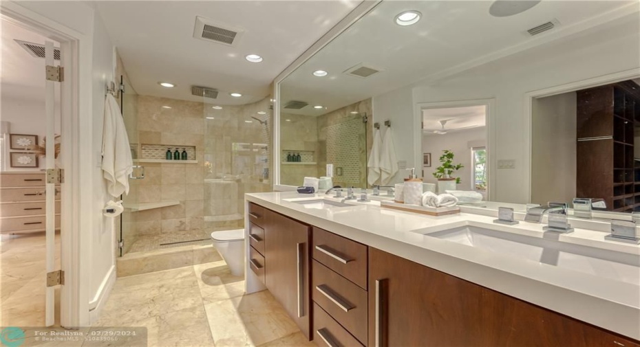 Master Bathroom Shower & double sink