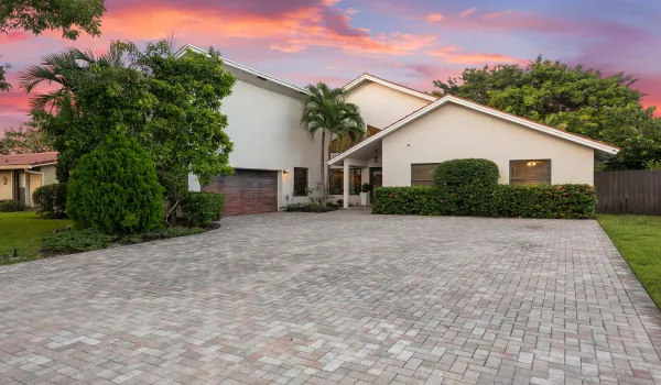 Twilight hero shot, instant curb appeal at its finest.