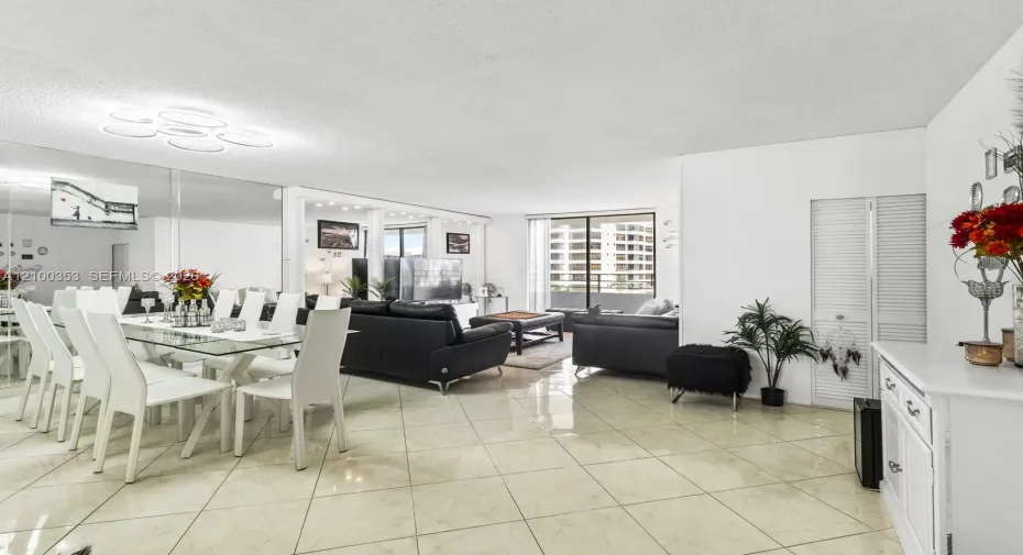 Open living and dining area