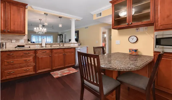 Updated kitchen with built in matching dining table