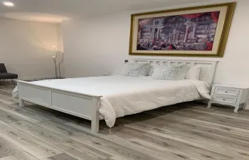 Furnished studio sleeping area