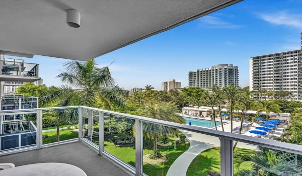Glass balcony pool view