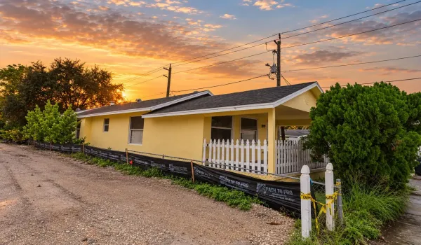 Golden-Hour Yellow Cottage Inspection