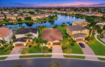 Lakeside Twilight Neighborhood Aerial