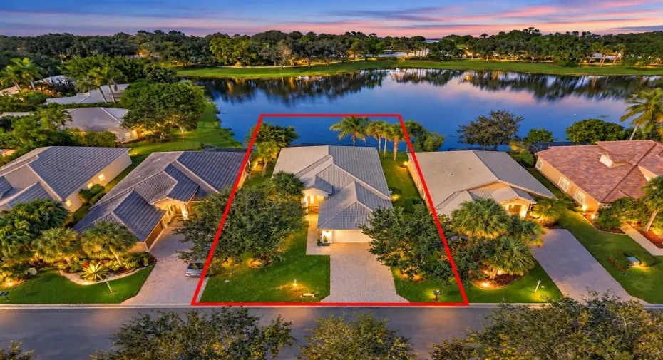 Twilight Lakeside Property Aerial
