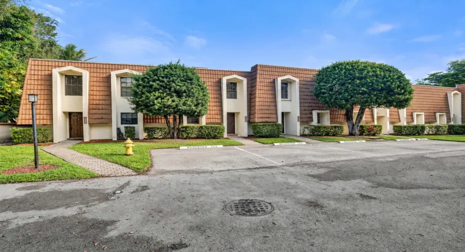 Sunny Townhomes and Empty Parking Lot