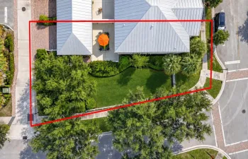 Red-Bordered Corner Home Aerial View
