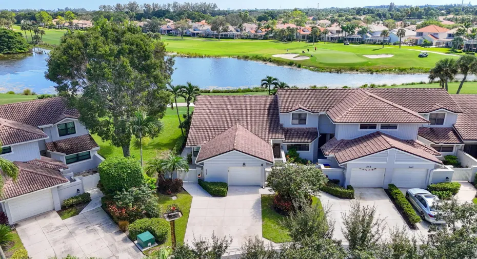 Aerial of One Story Villa featuring Spectacular Golf and Water Views.