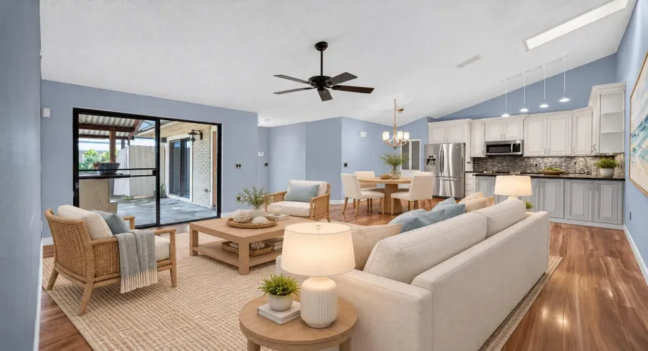 Living area virtually staged