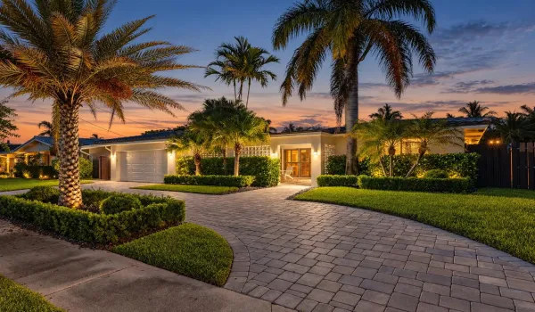Twilight Tropical Home Exterior