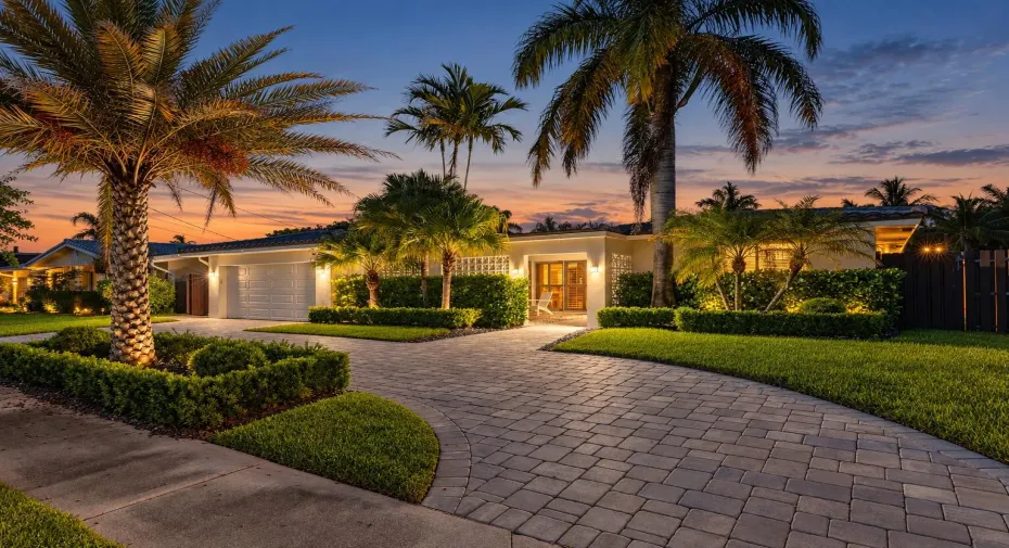 Twilight Tropical Home Exterior