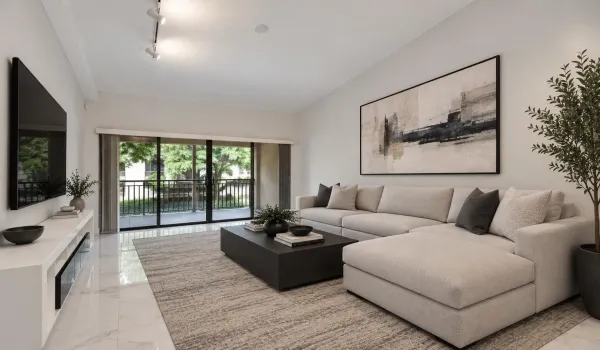 Living room virtually staged