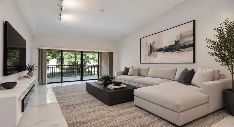 Living room virtually staged