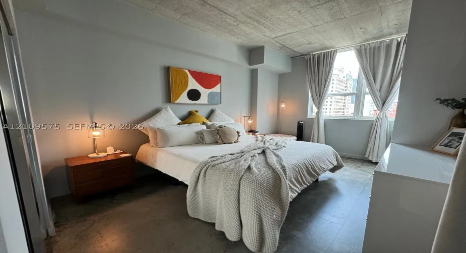 Bedroom features plenty of storage