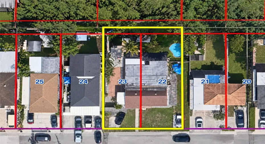 Tax Plat Map. Aerial rendering outlining the boundaries and dimensions of the property