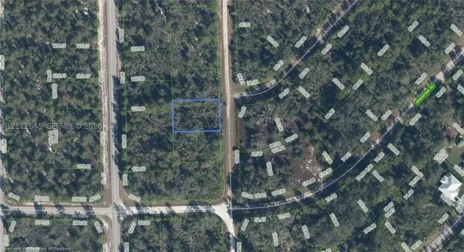 Plat Map. Aerial imagery displaying the parcel boundaries and measurements of the property