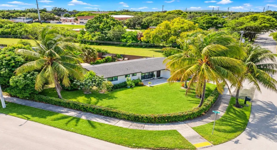 Tropical Corner Lot Aerial View