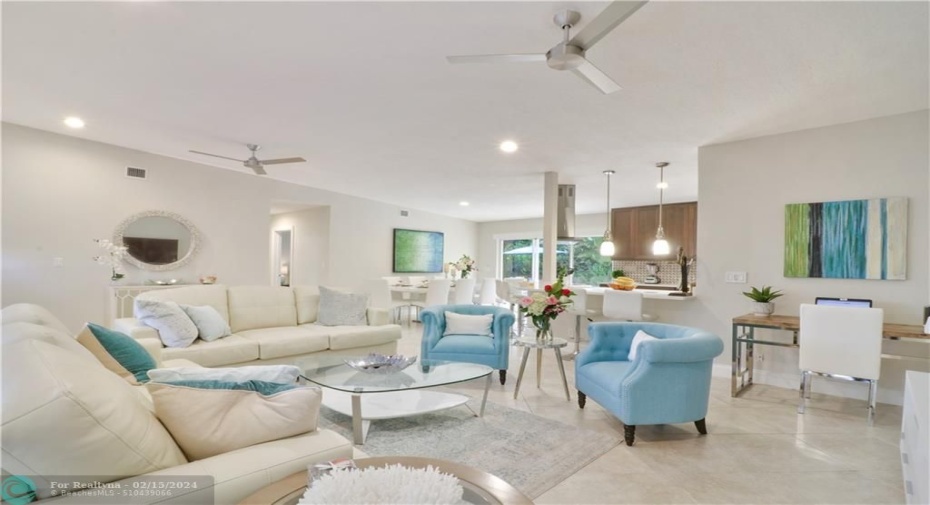 Upon entering the property you are greeted by a Beautiful, Bright, and Clean, Open concept living area.