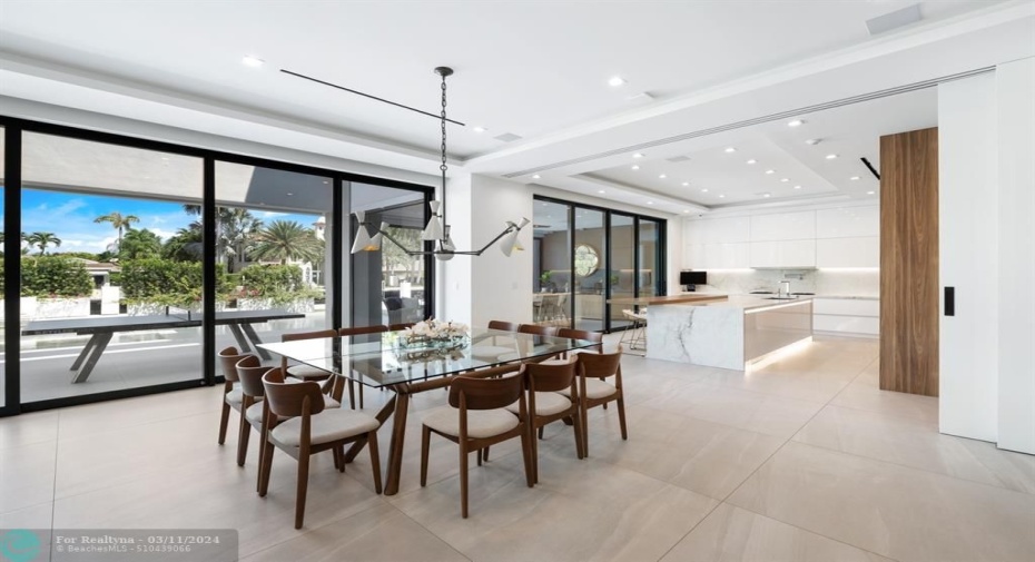 Notice This Expansive Sliding Door Closes The Kitchen Area As Desired