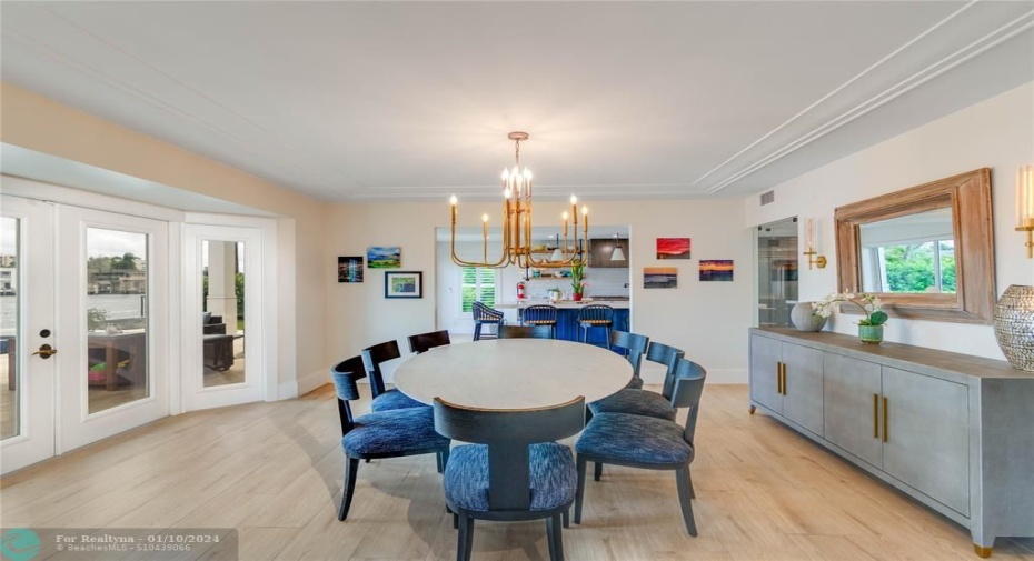 Elegant formal dining room with a great view of the Intracoastal