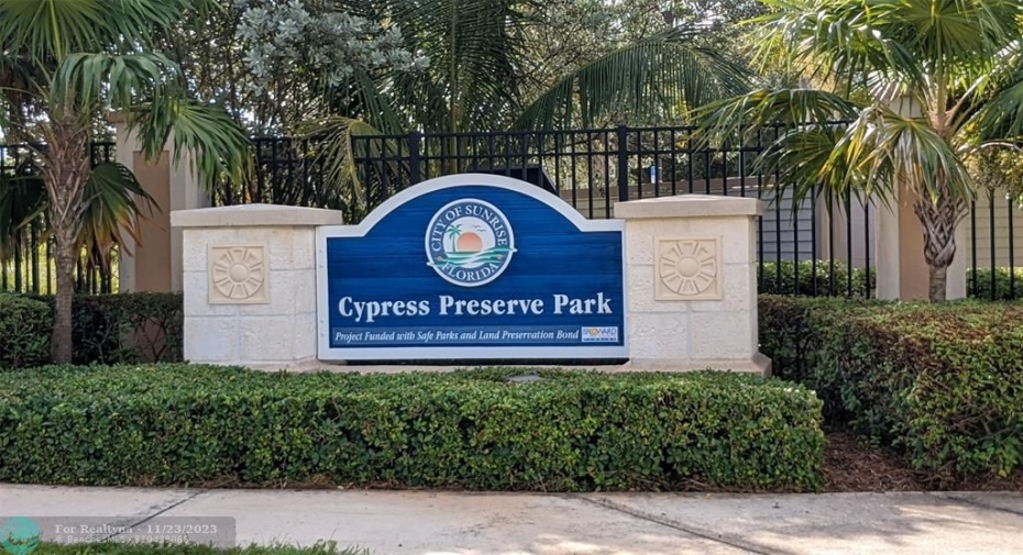 Cypress Preserve Park, close to South Entrance