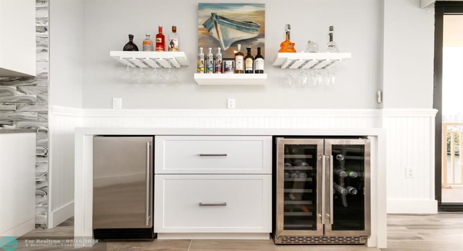 Wet Bar with Wine Coolers and Ice Machine