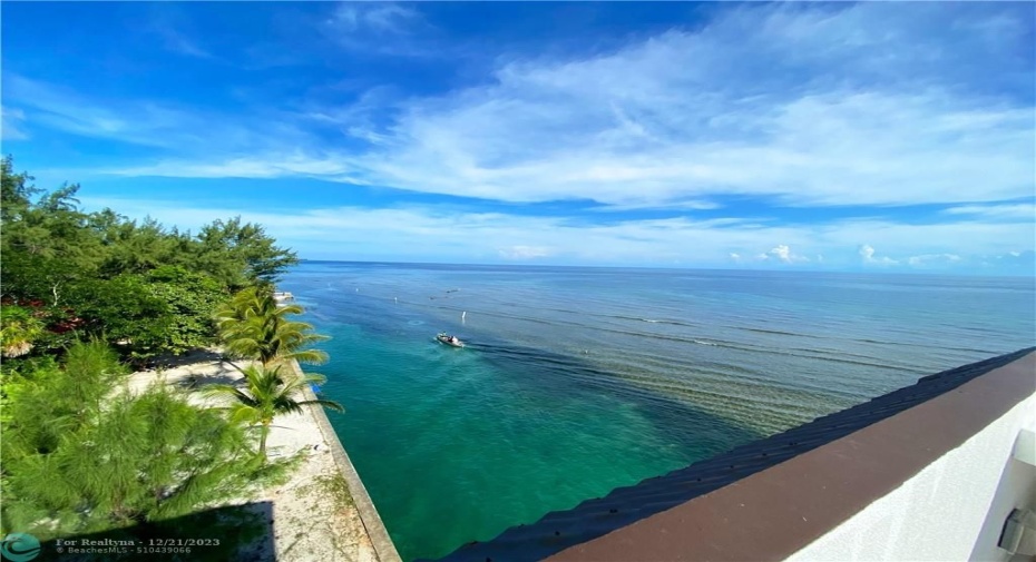 channel overlook to the sea from rooftop